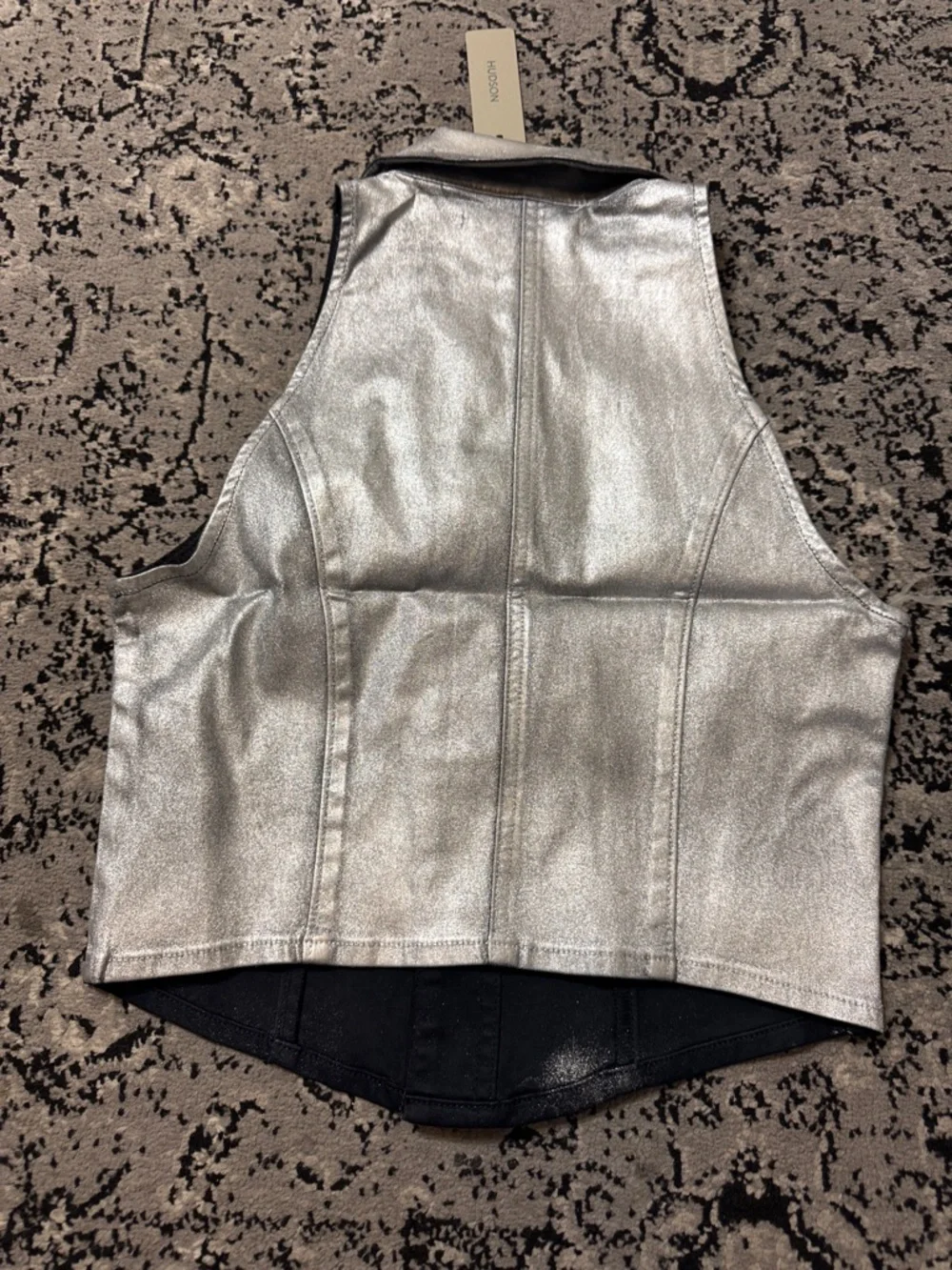 Hudson Metallic Silver Button-Front halter Vest - Picture 2 of 7